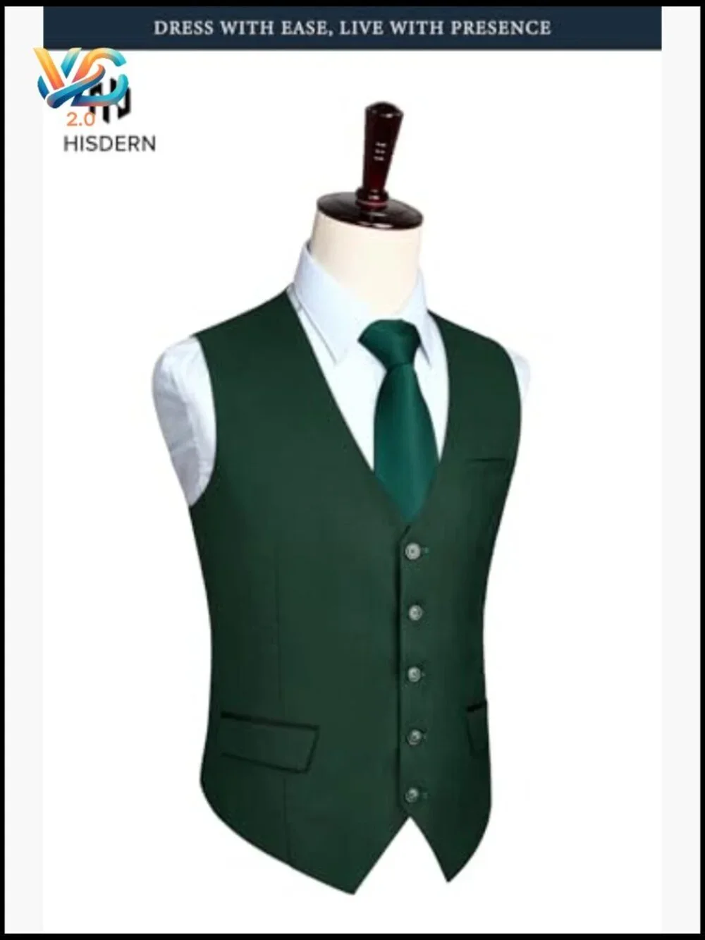 Men's Slim Fit Formal Suit Vest, V-Neck Waistcoat for Wedding Business